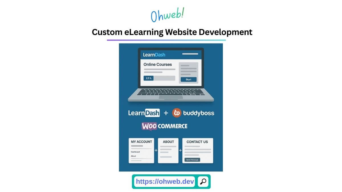 Custom eLearning Website Development with LearnDash & BuddyBoss - LearnDash website, Online course platform, LMS website builder, BuddyBoss integration, Sell online courses