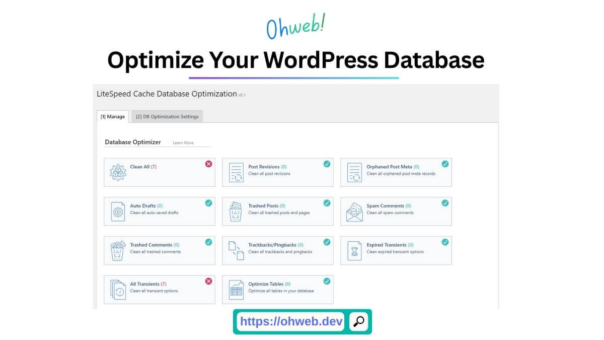 Optimize WordPress database for WordPress performance optimization