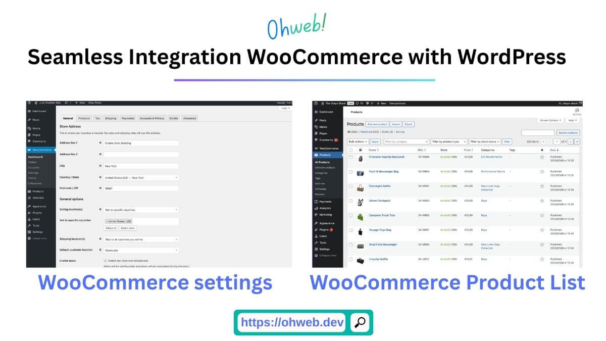 Ohweb - Woocommerce Integration with WordPress